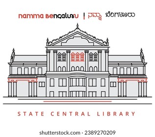 state central library bangalore lineart drawing illustration