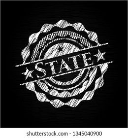State chalkboard emblem on black board