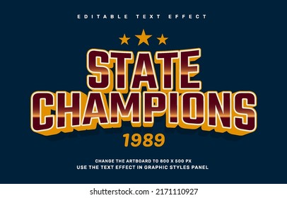 State champions editable text effect template