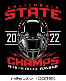 State Champs Football Helmet T-shirt Graphic