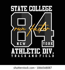 state college athletic division,sports letters tee typography graphic stock vector illustration design