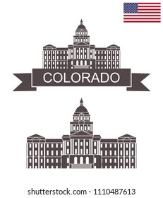 State Of Colorado. Colorado State Capitol Building In Denver. EPS 10. Vector Illustration