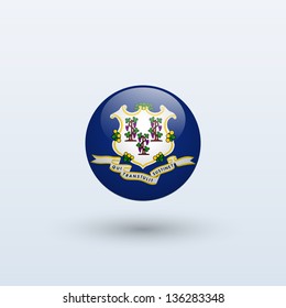 State of Connecticut flag circle form on gray background. Vector illustration.