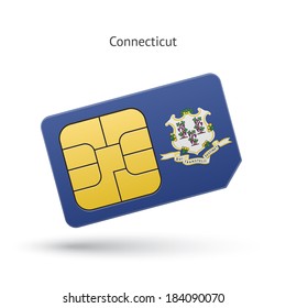 State of Connecticut phone sim card with flag. Vector illustration.