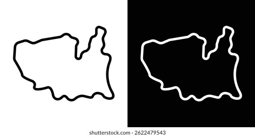 Estado ícone país forma gráfico simples clipart símbolo. linha fina contorno arte