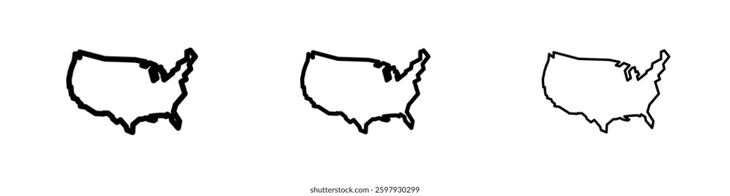 State country thin line vector icon set.