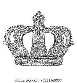 State Crown, made of gold and set with precious stones such as diamonds sapphires emeralds and pearls and rubies. Imperial State Crown used during the Coronation service and declaration of the King.