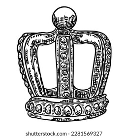 State Crown, made of gold and set with precious stones such as diamonds sapphires emeralds and pearls and rubies. Imperial State Crown used during the Coronation service and declaration of the King.