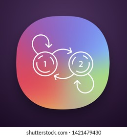 State diagram app icon. System behavior. Object two states. Computer science. Data processing. Information technology. UI/UX user interface. Web or mobile application. Vector isolated illustration