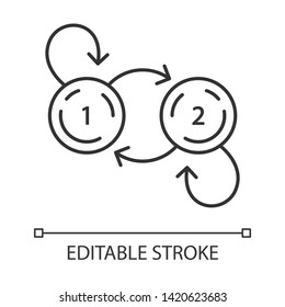 State diagram linear icon. System behavior. Computer science. Data processing. Information technology. Thin line illustration. Contour symbol. Vector isolated outline drawing. Editable stroke