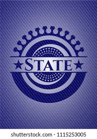 State emblem with denim high quality background