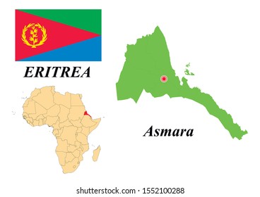 State of eritrea. Capital Of Asmara. Contour map. Vector graphics.