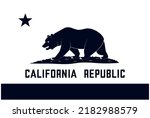 State flag of California in black and white colors. Vector illustration