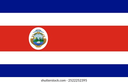 Die offizielle Nationalflagge von Costa Rica. Flagge der Republik Costa Rica. Vektorgrafik.