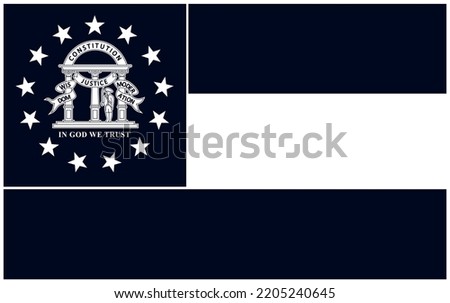 State flag of Georgia in black and white colors. Vector illustration