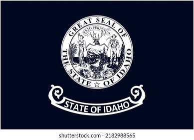 State flag of Idaho in black and white colors. Vector illustration