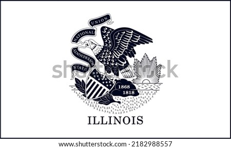 State flag of Illinois in black and white colors. Vector illustration