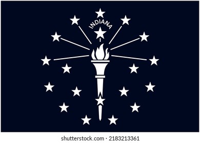 State flag of Indiana in black and white colors. Vector illustration