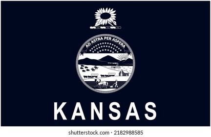 State flag of Kansas in black and white colors. Vector illustration