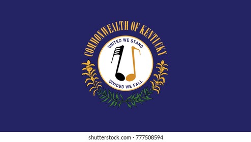 The State flag of Kentucky with musical notes