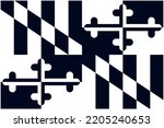 State flag of Maryland in black and white colors. Vector illustration