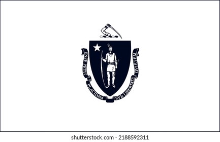 State flag of Massachusetts in black and white colors. Vector illustration