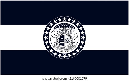 State flag of Missouri in black and white colors. Vector illustration