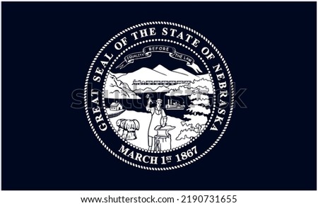 State flag of Nebraska in black and white colors. Vector illustration