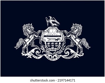 State Flag Pennsylvania Black White Colors Stock Vector (Royalty Free ...