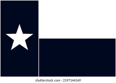 Staatsflagge von Texas in Schwarz-Weiß-Farben. Vektorgrafik