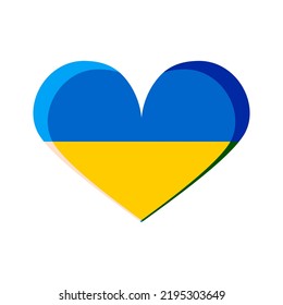 State flag of Ukraine in the shape of a heart. Support and Peace to Ukraine. Vector.