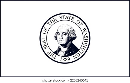 State flag of Washington in black and white colors. Vector illustration