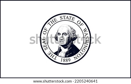 State flag of Washington in black and white colors. Vector illustration