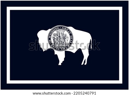 State flag of Wyoming in black and white colors. Vector illustration