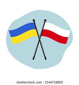 Staatsflaggen der Ukraine und Polens. Vektorgrafik einzeln.