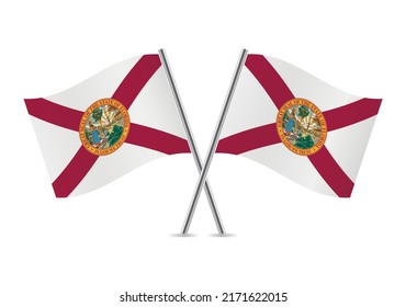 The state of Florida crossed flags. Floridian Flags on white background. Vector icon set. Vector illustration.