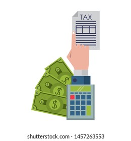 state government tax business balance calculation work personal finance saving money elements cartoon vector illustration graphic design