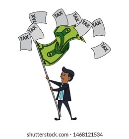 state government taxes business, executive business man managing personal saving money finances cartoon vector illustration graphic design