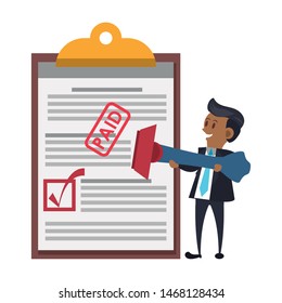 state government taxes business, executive business man managing personal finances cartoon vector illustration graphic design
