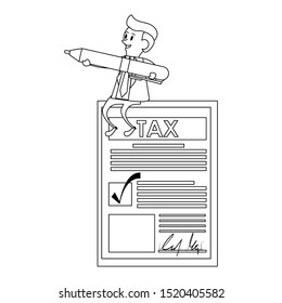 state government taxes business, executive business man managing personal finances cartoon vector illustration graphic design