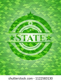 State green emblem with triangle mosaic background