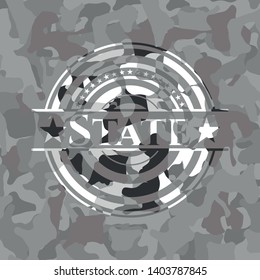 State grey camouflaged emblem. Vector Illustration.