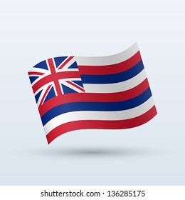 State of Hawaii flag waving form on gray background. Vector illustration.
