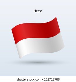 State of Hesse flag waving form on gray background. Vector illustration.