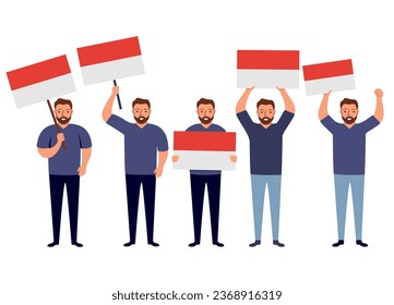 State of Hesse flag waving man.Joyful guy hand holding Hesse flag.Character cartoon vector flat illustration. Isolated on white background.Patriot germany citizen. Federal Republic of Germany.