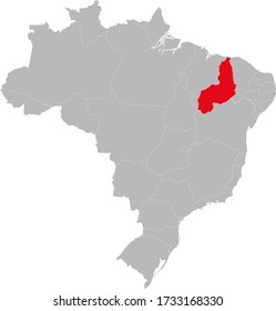 Piauí Staat hervorgehoben auf der Karte von Brasilien. Unternehmenskonzepte und Hintergründe.