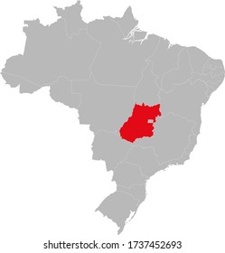 Estado de Goiás destacado en el mapa de Brasil. Conceptos y antecedentes empresariales.