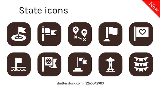  state icon set. 10 filled state icons. Simple modern icons about  - Flag, Destination, Flags, Space needle