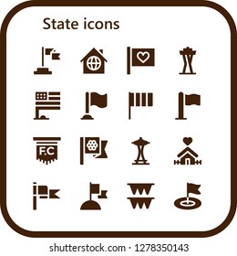  State Icon Set. 16 Filled State Icons. Simple Modern Icons About  - Flag, Home, Space Needle, Flags