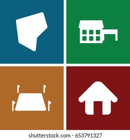 State icons set. set of 4 state filled icons such as home, land territory